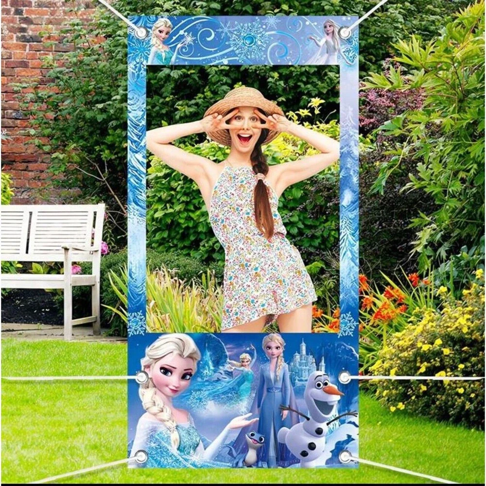 Frozen Backdrop Elsa Princess Girls Happy Birthday Photo booth Prop party photo